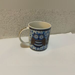 QUEENS Mug NIGHT OWLS Birds BLUE Heart 12 oz